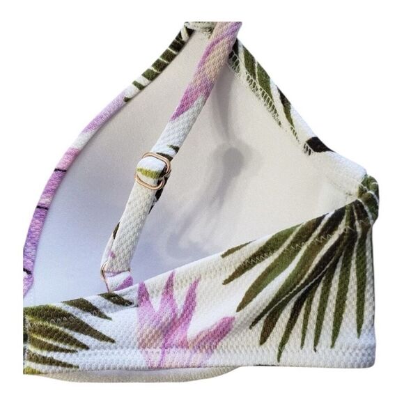 Shade & Shore 32B Bikini Top White Purple Green Floral Tropical Swim Underwire - Picture 6 of 12